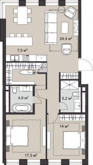Пентхаус 94.1 м²